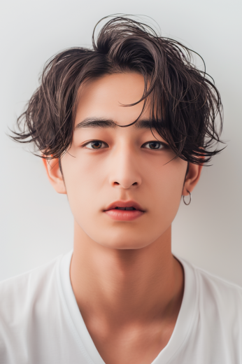 センターパート×シャドウパーマ